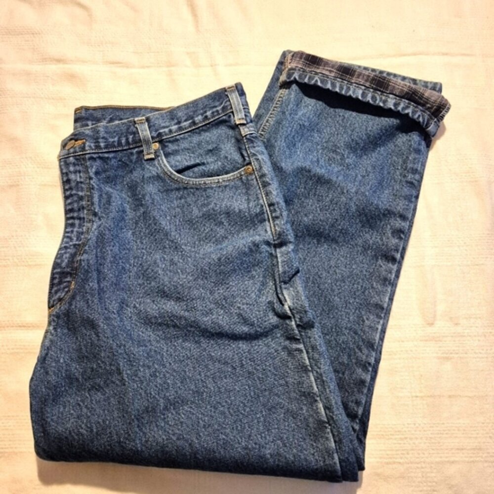 Carhartt men's size 40 x 30 plaid flannel lined jeans B172 DST relaxed Fit VGUC